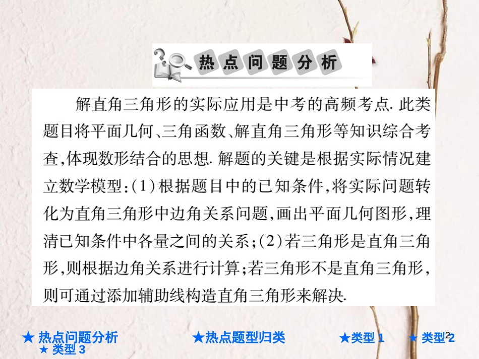 中考数学总复习 第二部分 重点专题提升 专题七 解直角三角形的实际应用课件_第2页
