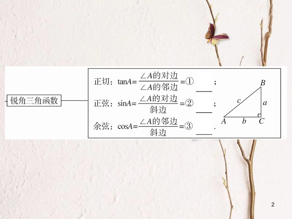 江西省2018年春九年级数学下册 第二十八章 锐角三角函数本章小结与复习练习课件 （新版）新人教版_第2页