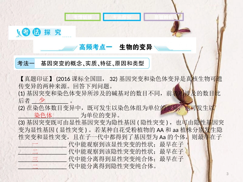 高考生物二轮复习 第二部分 专题七 生物的变异、育种和进化课件_第3页