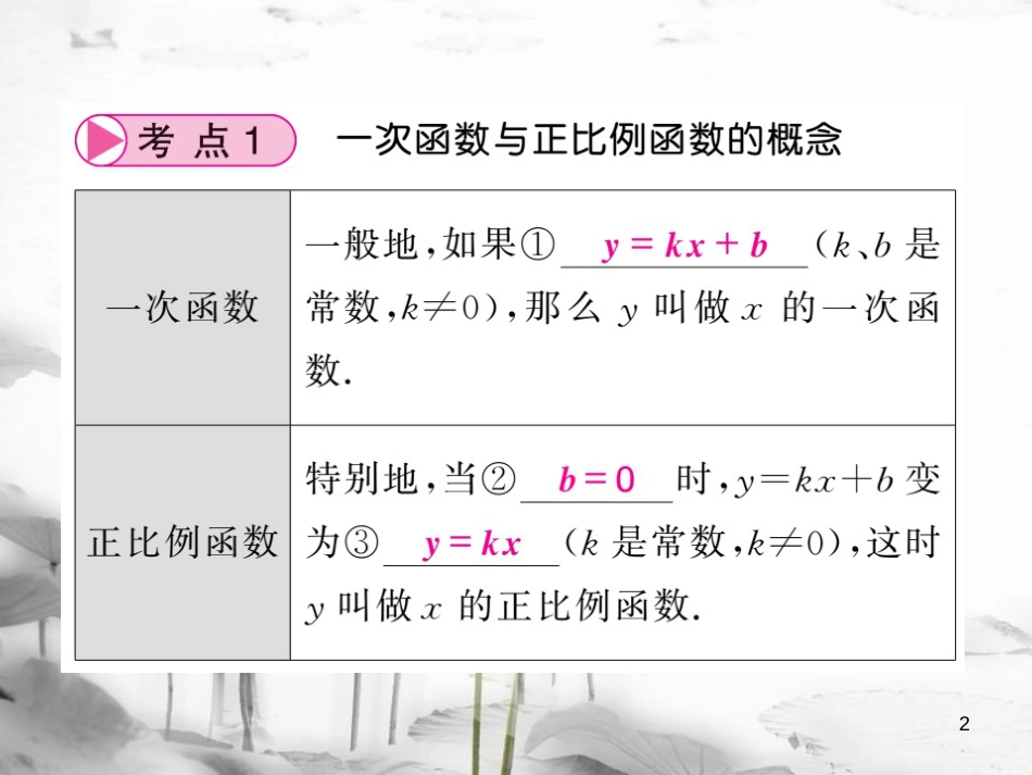 春中考数学总复习 第一轮 同步演练 夯实基础 第一部分 数与代数 第3章 函数及其图象 第11节 一次函数课件 新人教版_第2页