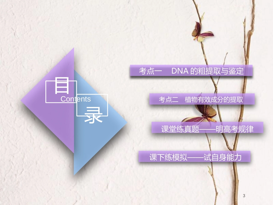 （全国通用版）2019版高考生物一轮复习 选考部分 生物技术实践 第3讲 DNA技术及植物有效成分的提取精准备考实用课件_第3页