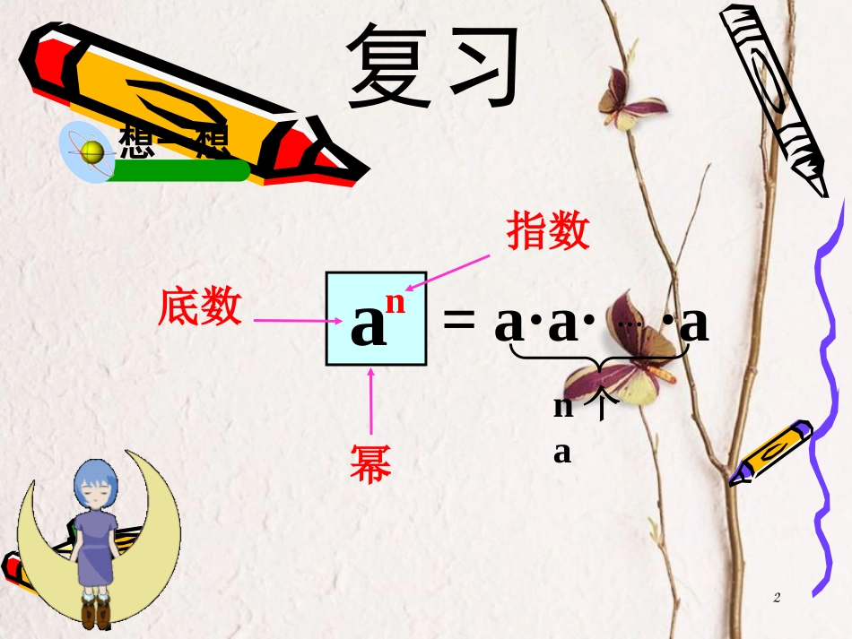 陕西省安康市石泉县池河镇八年级数学上册 14.1 整式的乘法 14.1.1 同底数幂的乘法课件 （新版）新人教版_第2页