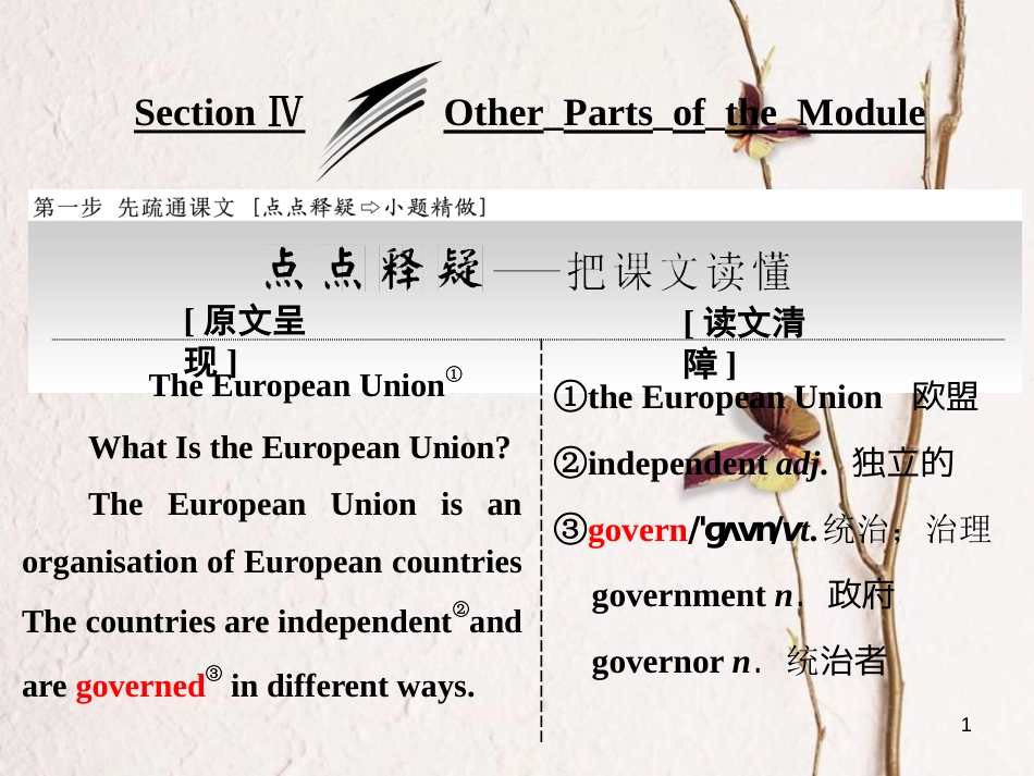 高中英语 Module 1 Europe Section Ⅳ Other Parts of the Module课件 外研版必修3_第1页