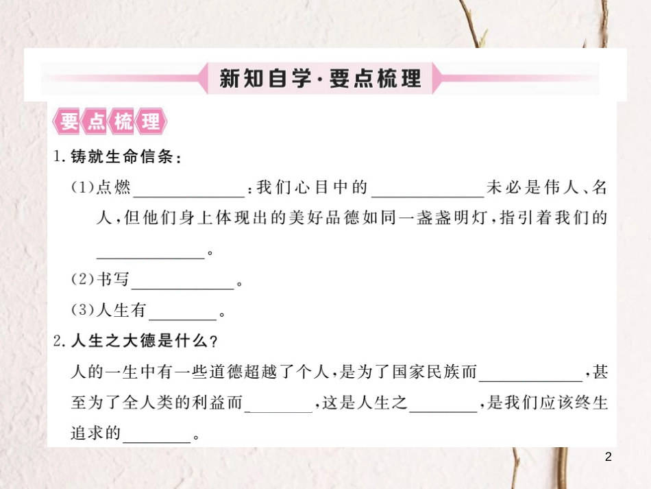 九年级政治全册 第四单元 从这里出发 第十一课 在人群中挺立 第2框 铸就生命信条课件 人民版_第2页