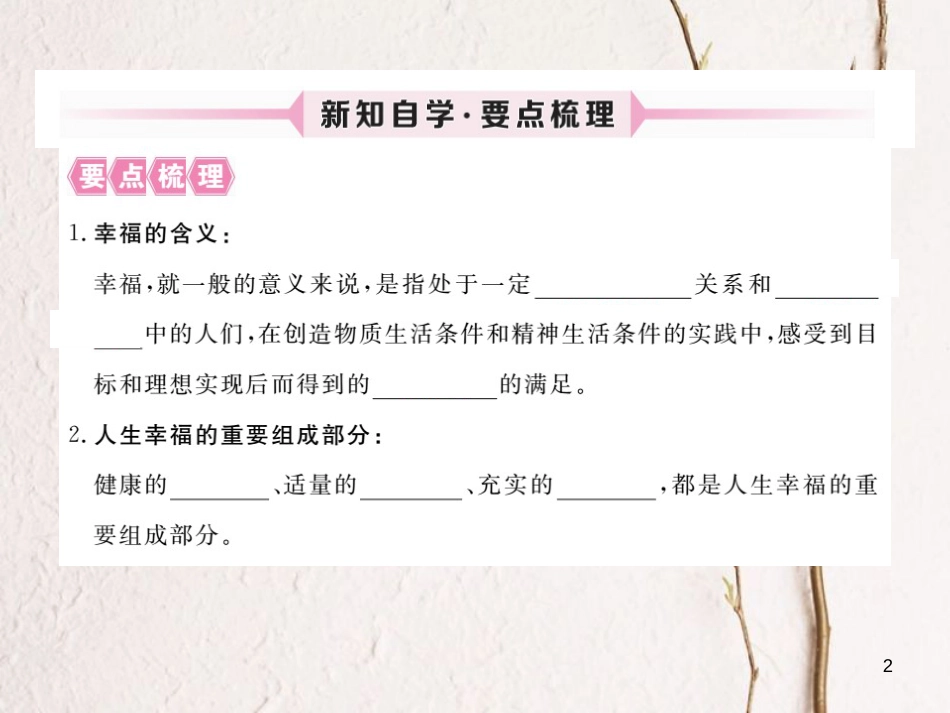 九年级政治全册 第四单元 从这里出发 第十课 幸福的味道 第1框 感悟幸福课件 人民版_第2页