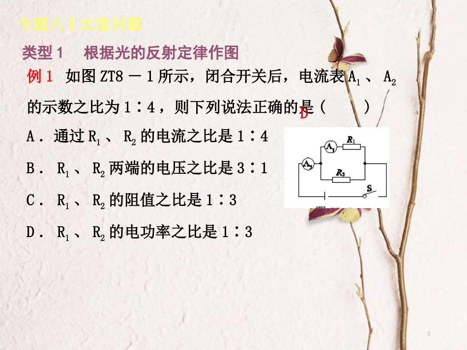 中考物理复习 第八单元 功和机械能 简单机械 专题（8）比值问题课件_第3页