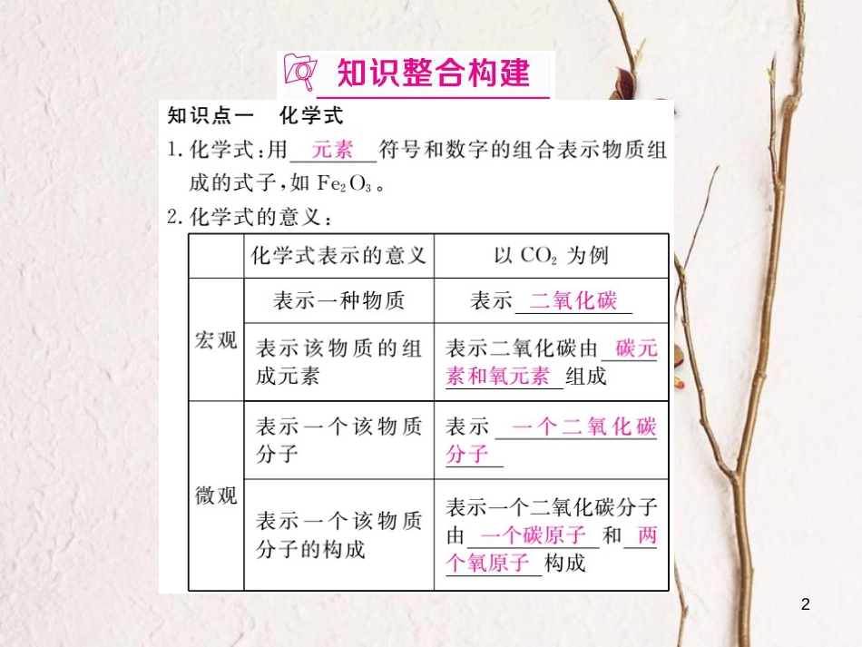 （安徽专版）九年级化学下册 寒假复习十五 化学式、化合价练习课件 （新版）新人教版_第2页