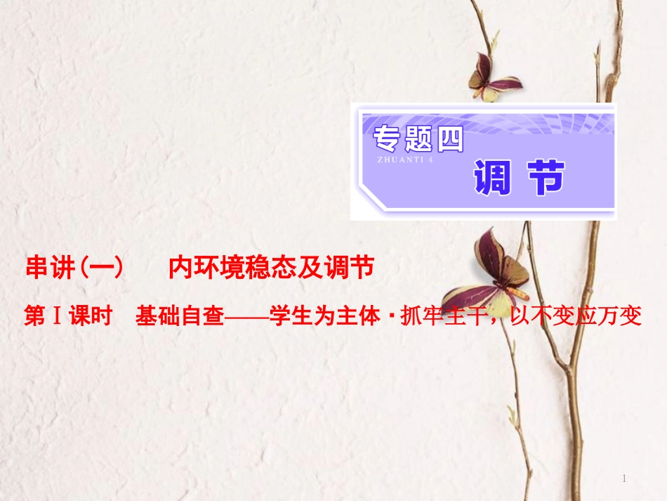 （全国通用）高考生物二轮复习 专题四 调节 串讲一 内环境稳态及调节 第1课时 基础自查课件_第1页