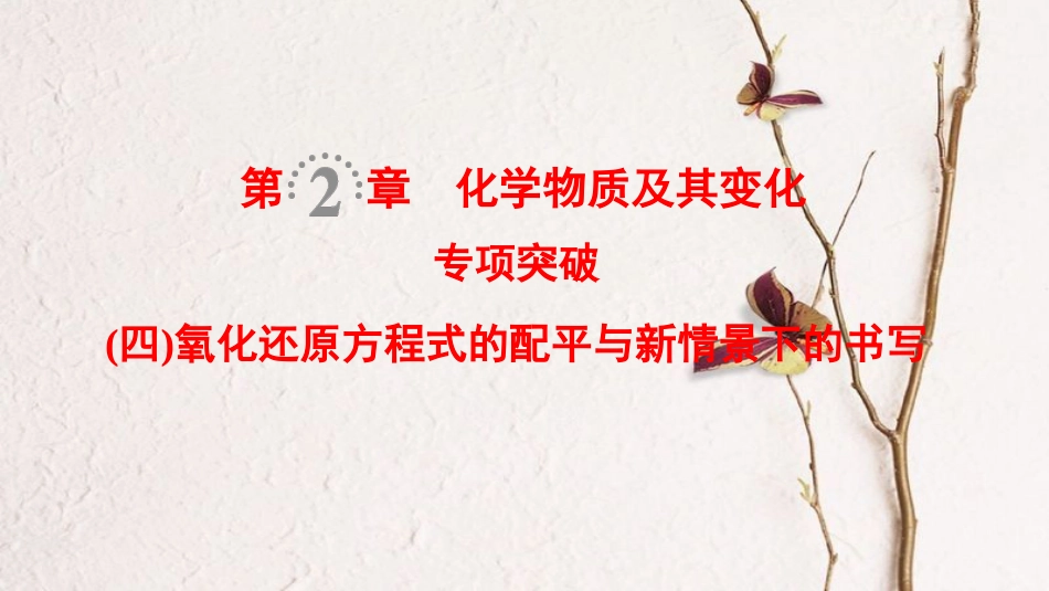 （全国通用）2019版高考化学一轮复习 第2章 化学物质及其变化 专项突破4 氧化还原方程式的配平与新情景下的书写课件_第1页