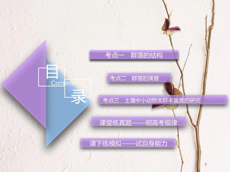 （全国通用版）2019版高考生物一轮复习 第3部分 稳态与环境 第三单元 种群和群落 第2讲 群落的结构和演替精准备考实用课件_第3页