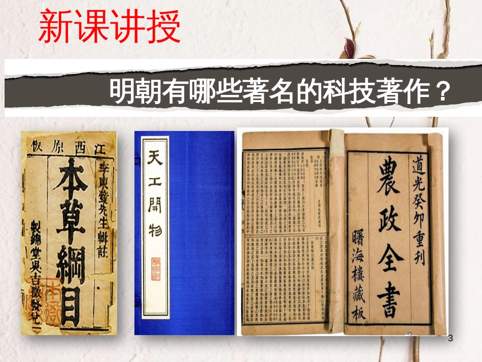 七年级历史下册 第三单元 明清时期 统一多民族国家的巩固与发展 第16课 明朝的科技、建筑与文学课件4 新人教版_第3页