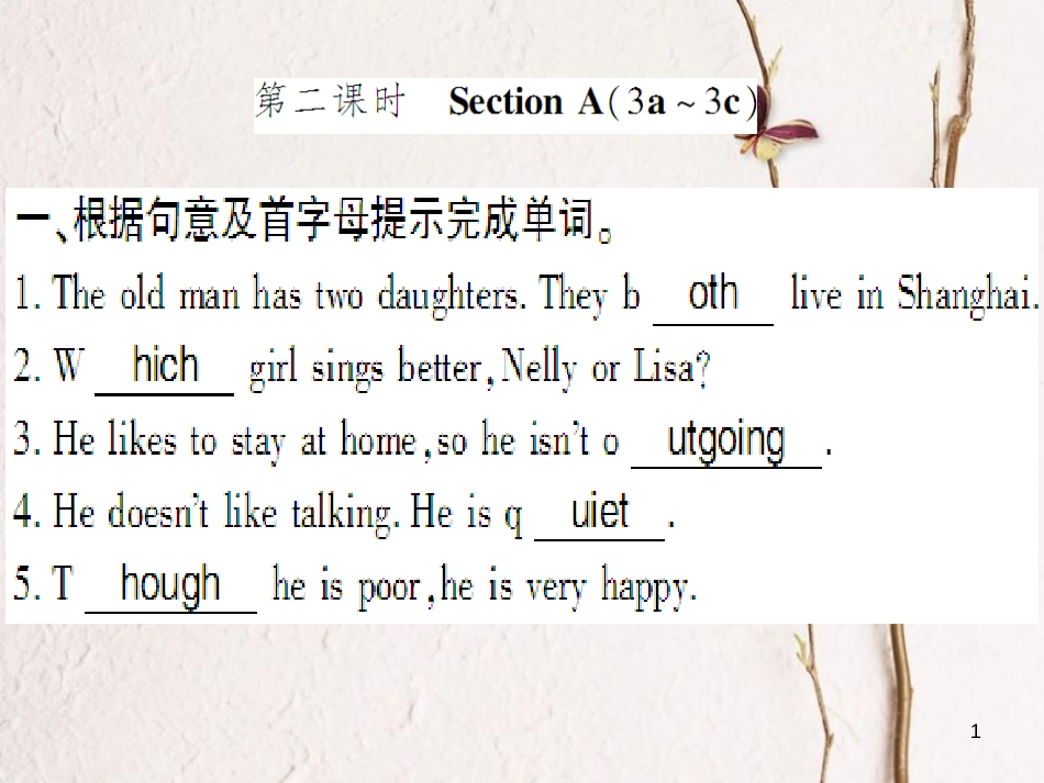 （通用版）八年级英语上册 Unit 3 I’m more outgoing than my sister（第2课时）习题课件 （新版）人教新目标版_第1页