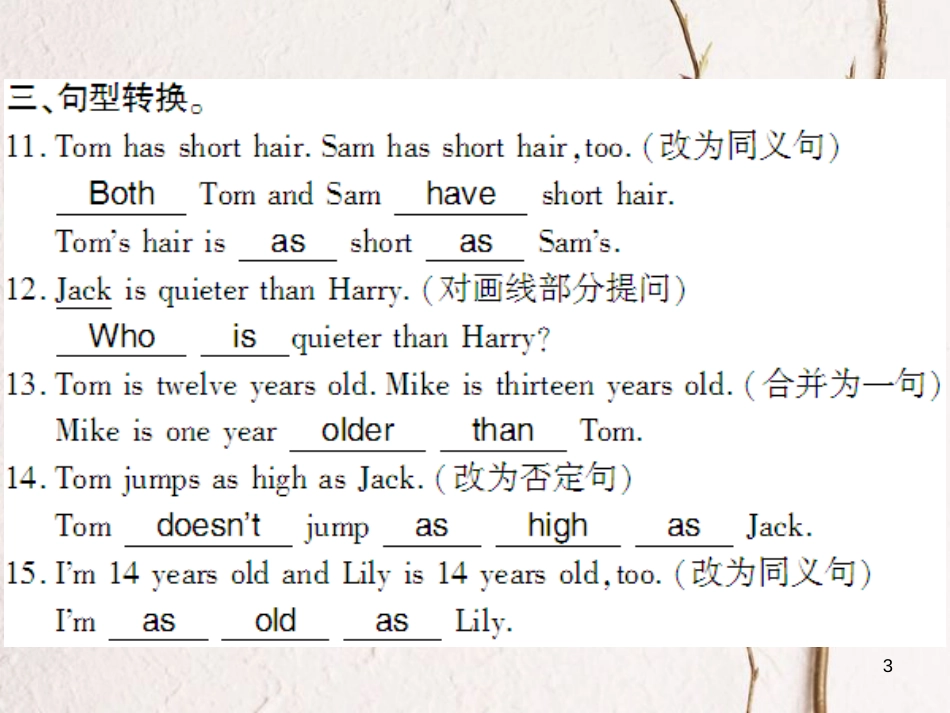 （通用版）八年级英语上册 Unit 3 I’m more outgoing than my sister（第2课时）习题课件 （新版）人教新目标版_第3页