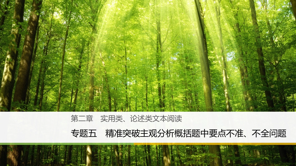 （浙江专用）高考语文大二轮复习与增分策略 第二章 实用类、论述类文本阅读 专题五 精准突破主观分析概括题中要点不准、不全问题课件_第1页