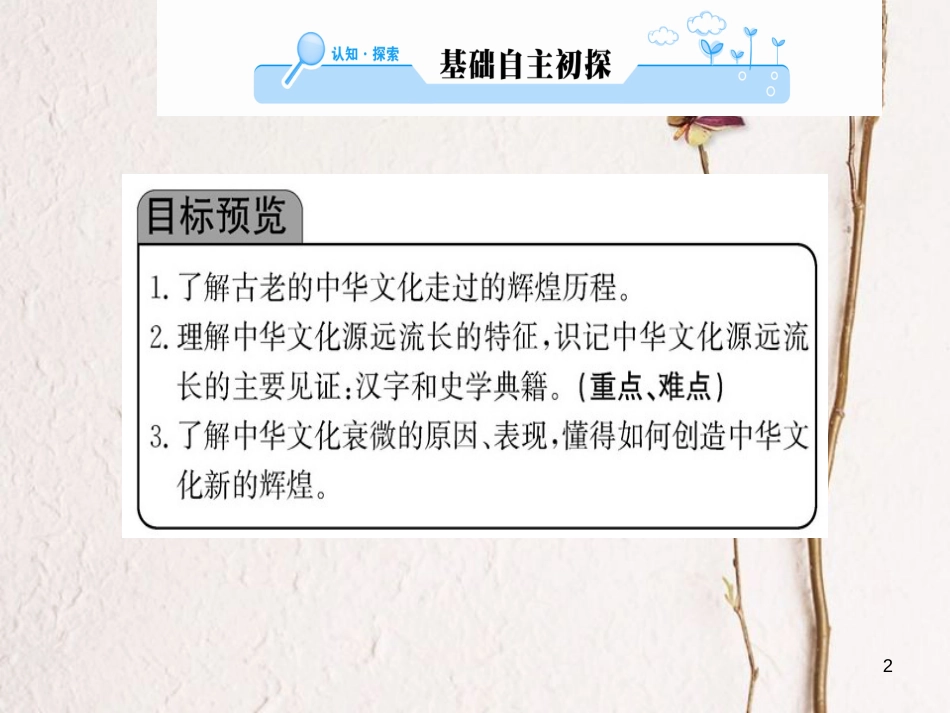 高中政治 第三单元 中华文化与民族精神 第六课 我们的中华文化 第一框 源远流长的中华文化课件 新人教版必修3_第2页