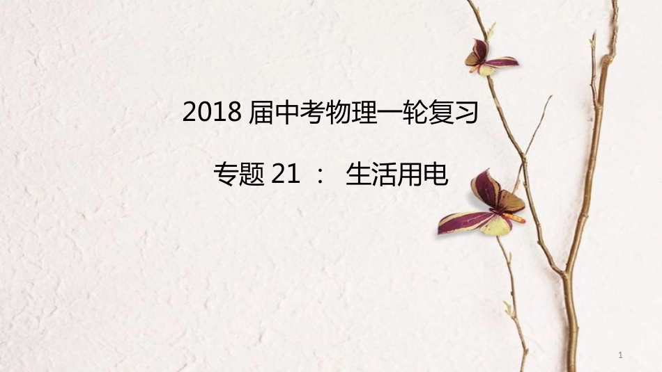 中考物理一轮复习 专题突破21 生活用电课件 新人教版_第1页