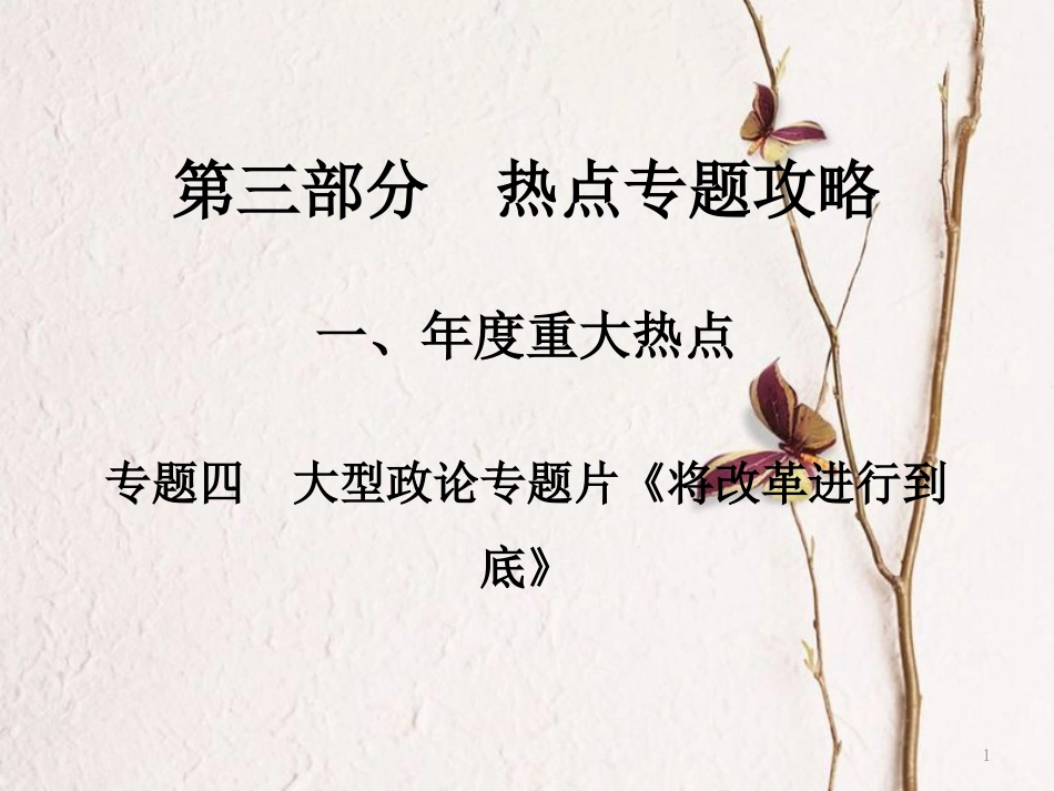 湖南省中考政治第三部分热点专题攻略专题四大型政论专题片《将改革进行到底》课件新人教版_第1页