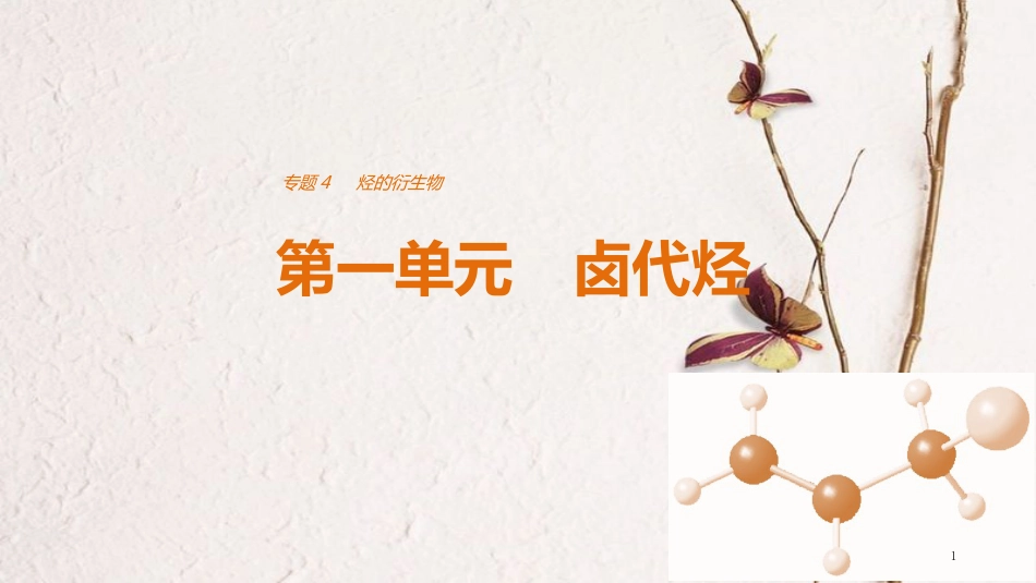 高中化学 专题4 烃的衍生物 第一单元 卤代烃课件 苏教版选修5_第1页