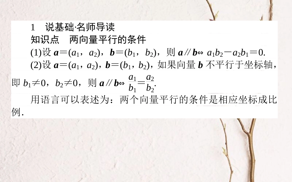高中数学 第二章 平面向量 第20课时 平面向量共线的坐标表示课件 新人教B版必修4_第2页