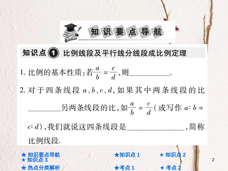 中考数学总复习 第一部分 基础知识复习 第4章 图形的认识及三角形 第5讲 相似三角形课件_第2页