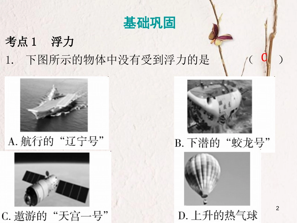 广东省中考物理总复习 第一部分 基础复习 第13课时 浮力课后作业课件_第2页