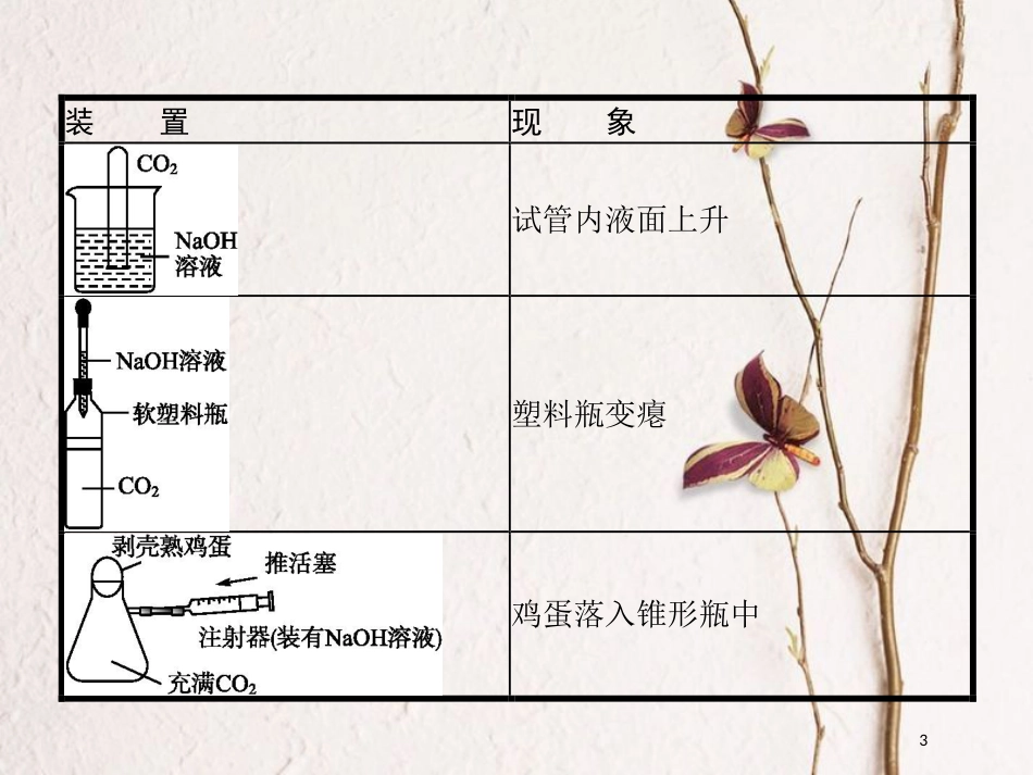 （安徽专版）中考化学总复习 实验10.1 氢氧化钠和二氧化碳反应的探究课件_第3页