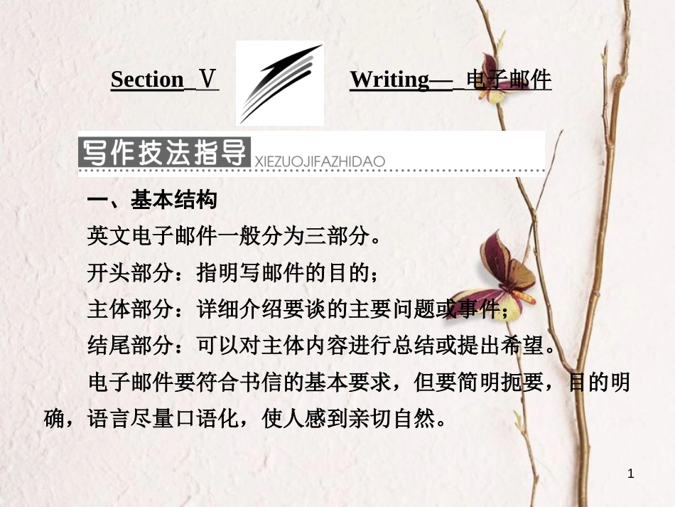 高中英语 Module 1 My First Day at Senior High Section Ⅴ Writing-电子邮件课件 外研版必修1_第1页