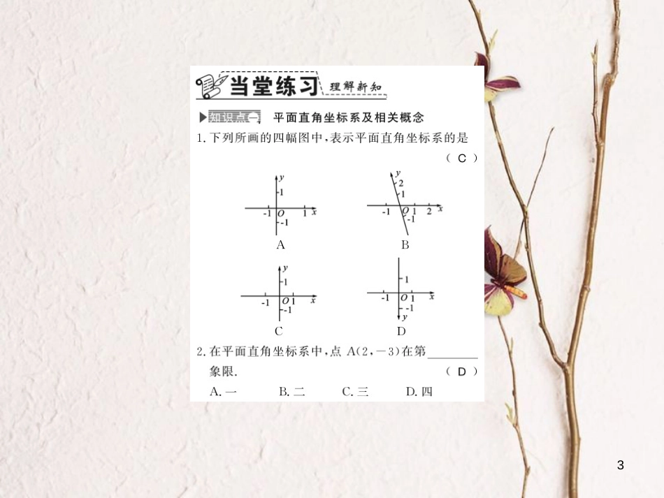 八年级数学上册 3.2 平面直角坐标系 第1课时 平面直角坐标系习题课件 （新版）北师大版_第3页