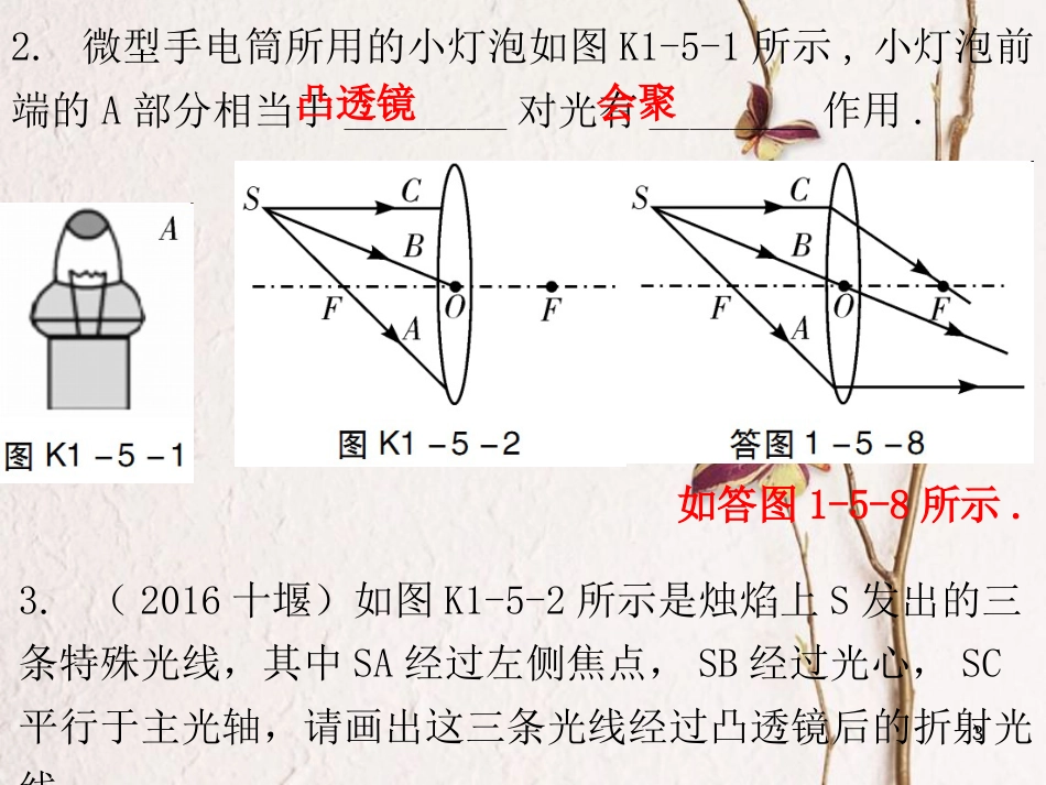 广东省中考物理总复习 第一部分 基础复习 第5课时 透镜及其应用课后作业课件_第3页