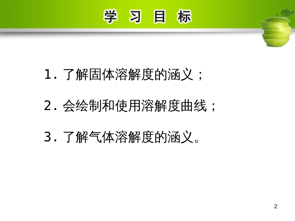 九年级化学下册 第九单元 溶液 课题2 溶解度 第2课时 溶解度教学课件 （新版）新人教版_第2页