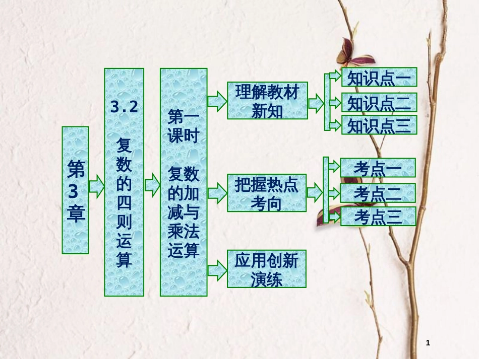 高中数学 第三章 数系的扩充与复数的引入 3.2 复数的四则运算 第一课时 复数的加减与乘法运算课件 苏教版选修2-2_第1页