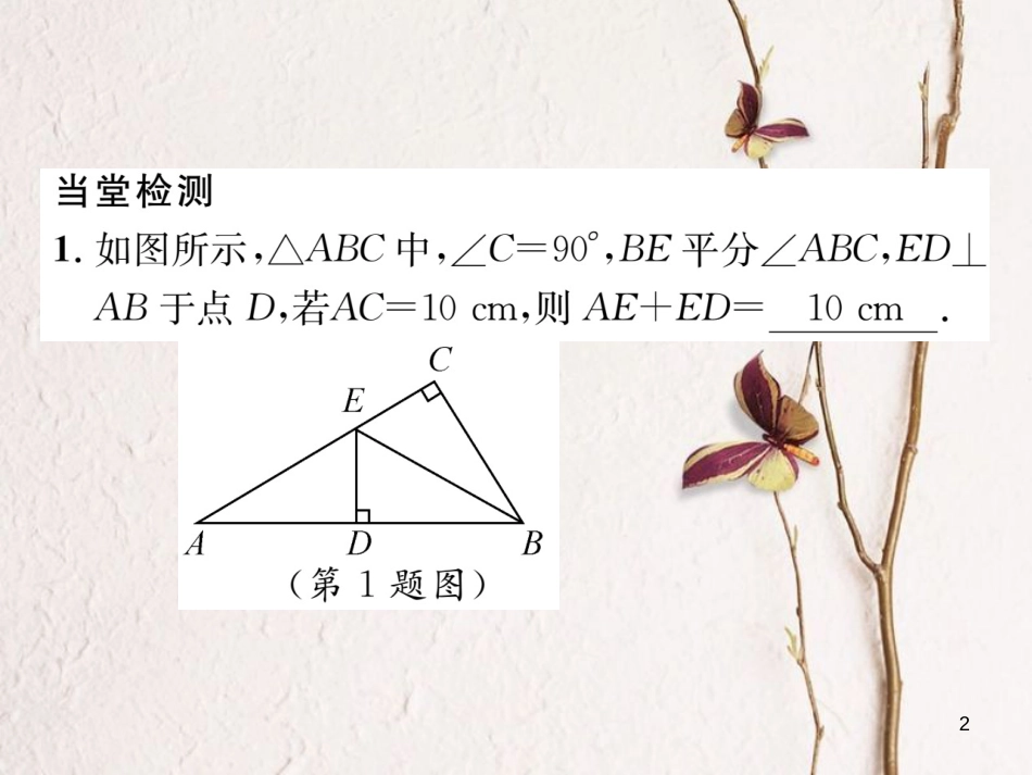 （毕节专版）七年级数学下册 第5章 生活中的轴对称 课题五 角的平分线当堂检测课件 （新版）北师大版_第2页