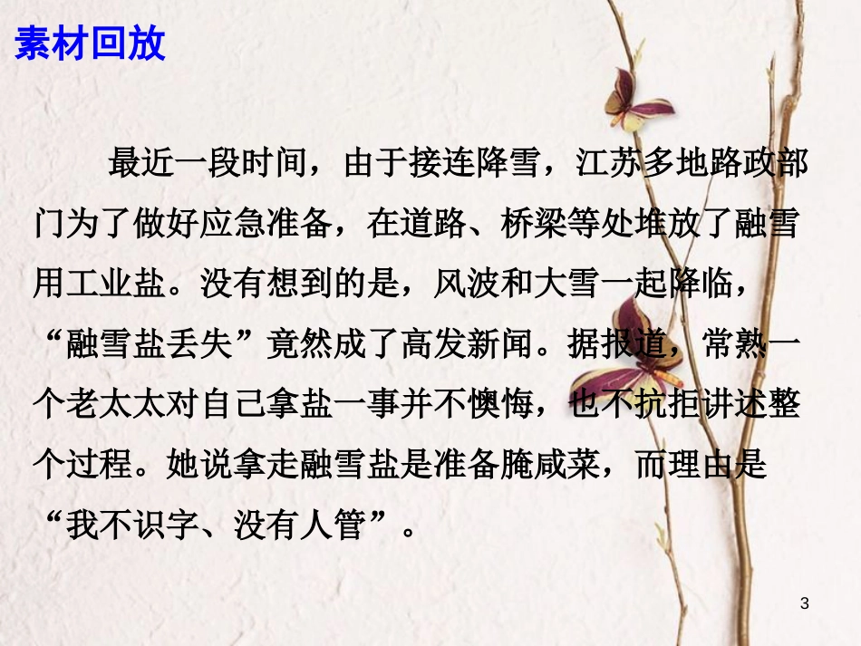 2018高考语文 作文热点素材“融雪盐丢失风波”背后的双重困境课件_第3页