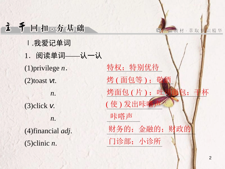 版高考英语大一轮复习 第1部分 模块复习方略 Unit 4 Sharing课件  新人教版选修7_第2页
