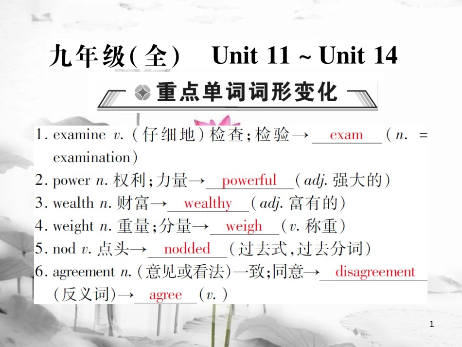 届中考英语复习 第一轮 教材回顾 九全 Unit 11-Unit 14课件_第1页