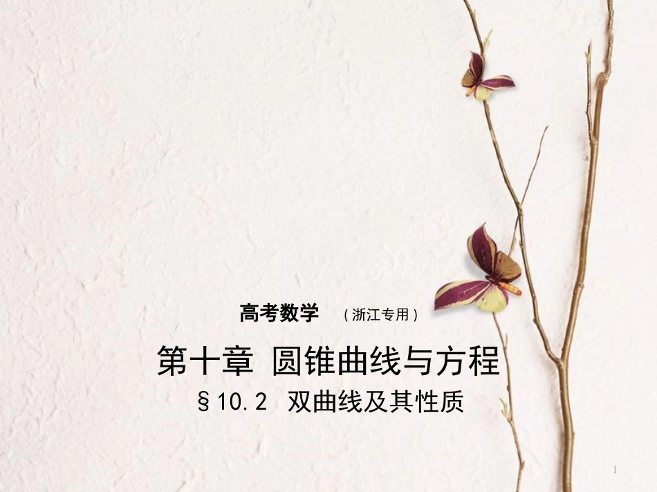 （浙江专用）高考数学一轮复习 第十章 圆锥曲线与方程 10.2 双曲线及其性质课件_第1页