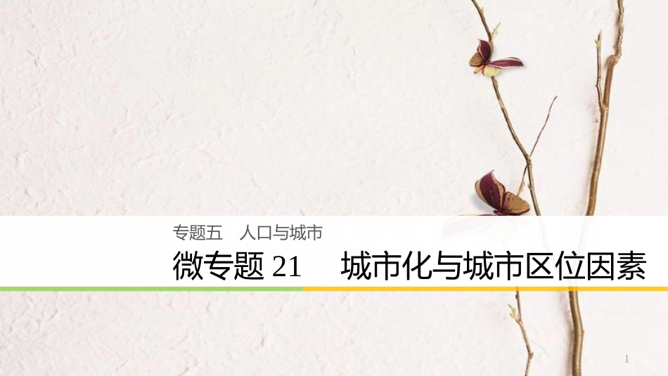 浙江省高考地理二轮复习5人口与城市微专题21城市化与城市区位因素课件_第1页