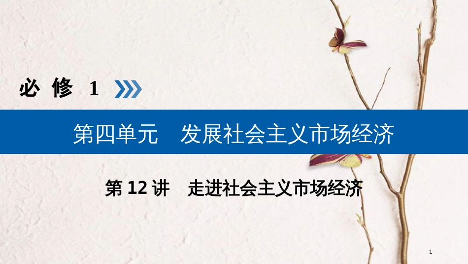 （全国通用版）2019版高考政治一轮复习 第四单元 发展社会主义市场经济 第12讲 走进社会主义市场经济课件_第1页