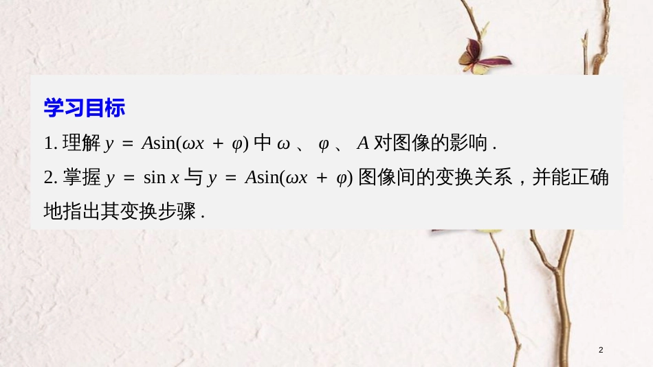 高中数学 第一章 三角函数 8 函数y＝Asin(ωx＋φ)的图像与性质(一)课件 北师大版必修4_第2页