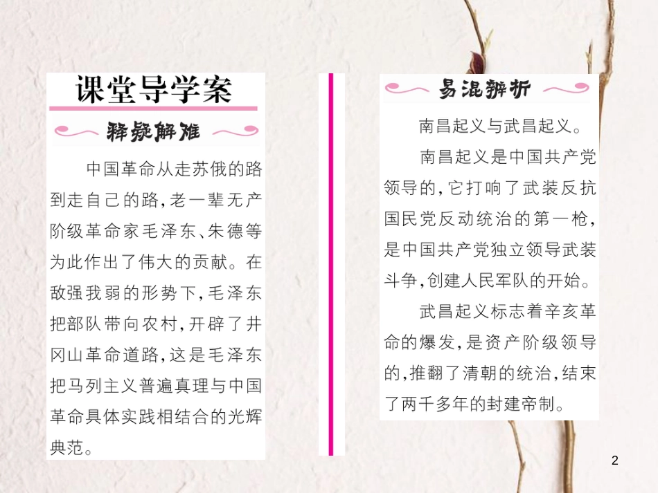 八年级历史上册 第五单元 从国共合作到国共对峙 第16课 毛泽东开辟井冈山道路作业课件 新人教版_第2页