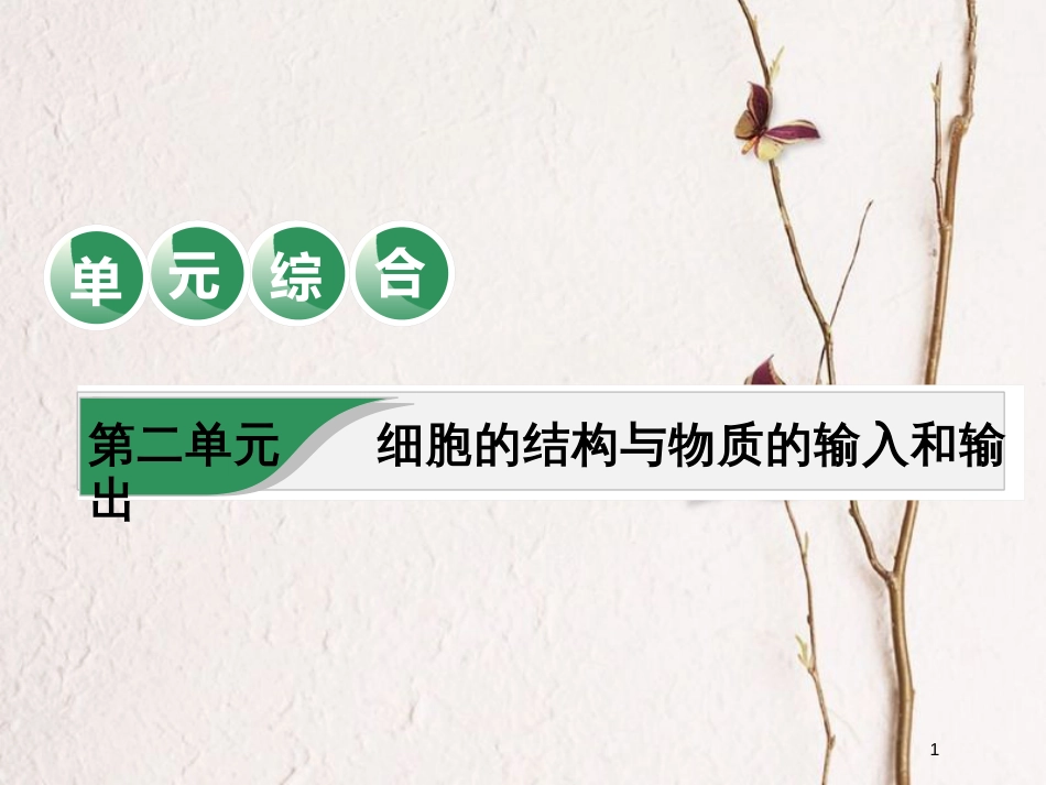 2019版高考生物一轮复习 第二单元 细胞的结构与物质的输入和输出单元综合精选课件_第1页