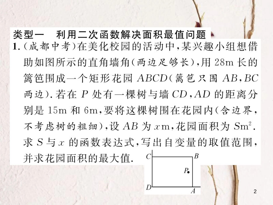 九年级数学下册 期末专题复习 专题复习3 二次函数的应用作业课件 （新版）北师大版_第2页
