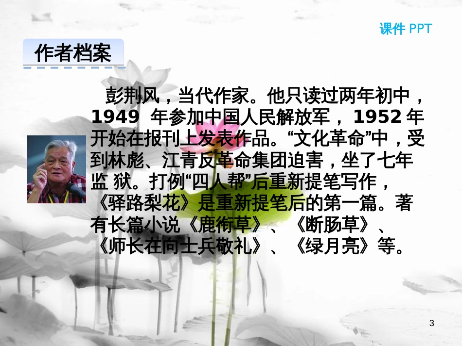 内蒙古鄂尔多斯市康巴什新区七年级语文下册 第四单元 14 驿路梨花课件 新人教版_第3页