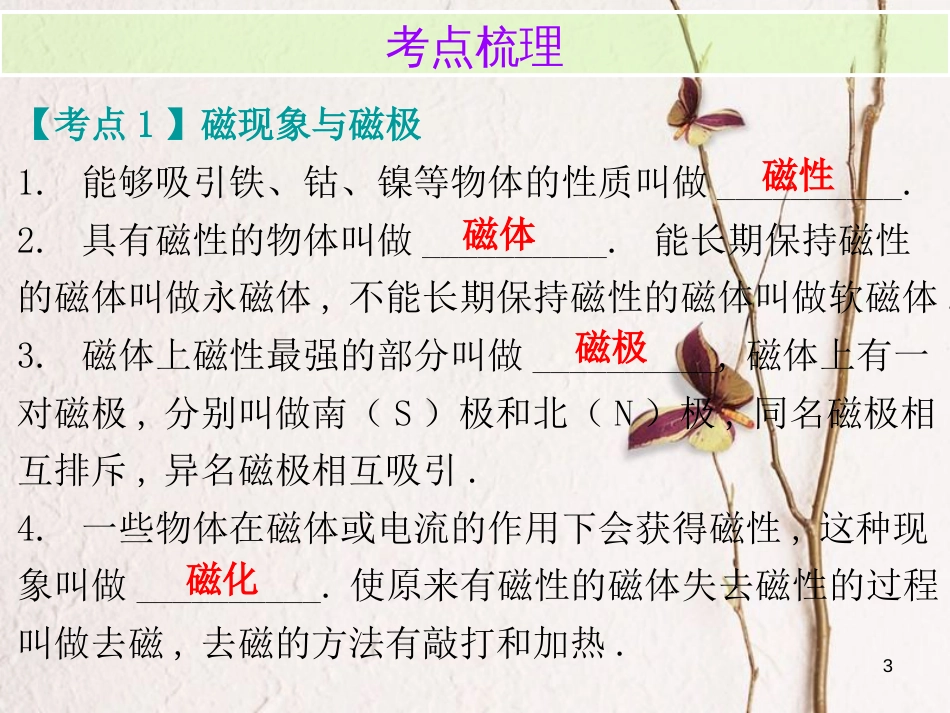 广东省中考物理总复习 第一部分 基础复习 第27课时 磁现象和电流的磁场内文部分课件_第3页