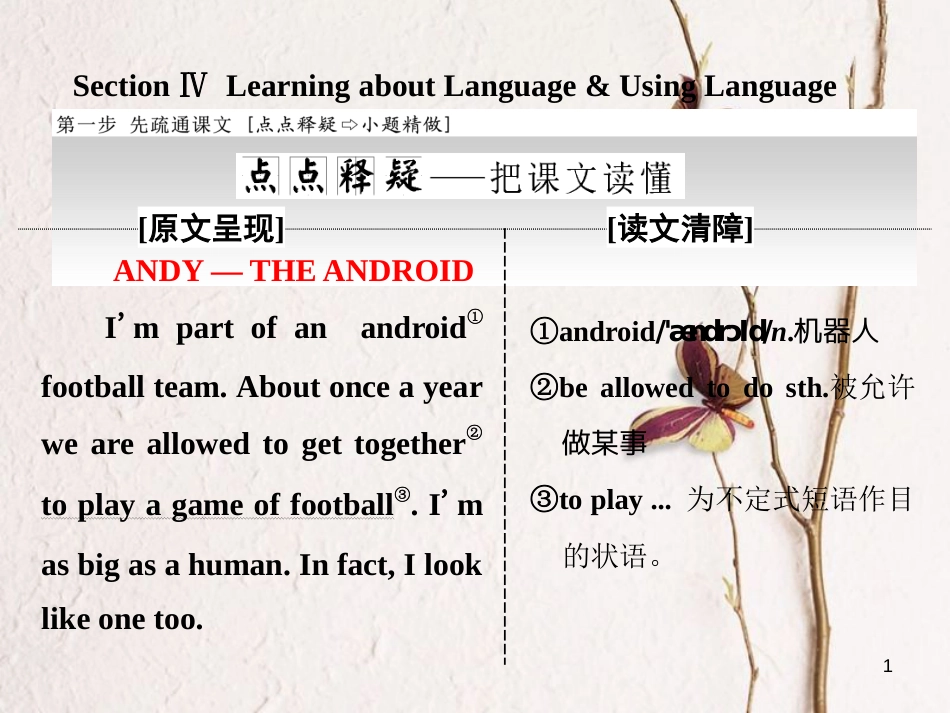 高中英语 Unit 3 Computers Section Ⅳ Learning about Language amp；Using Language课件 新人教版必修2_第1页