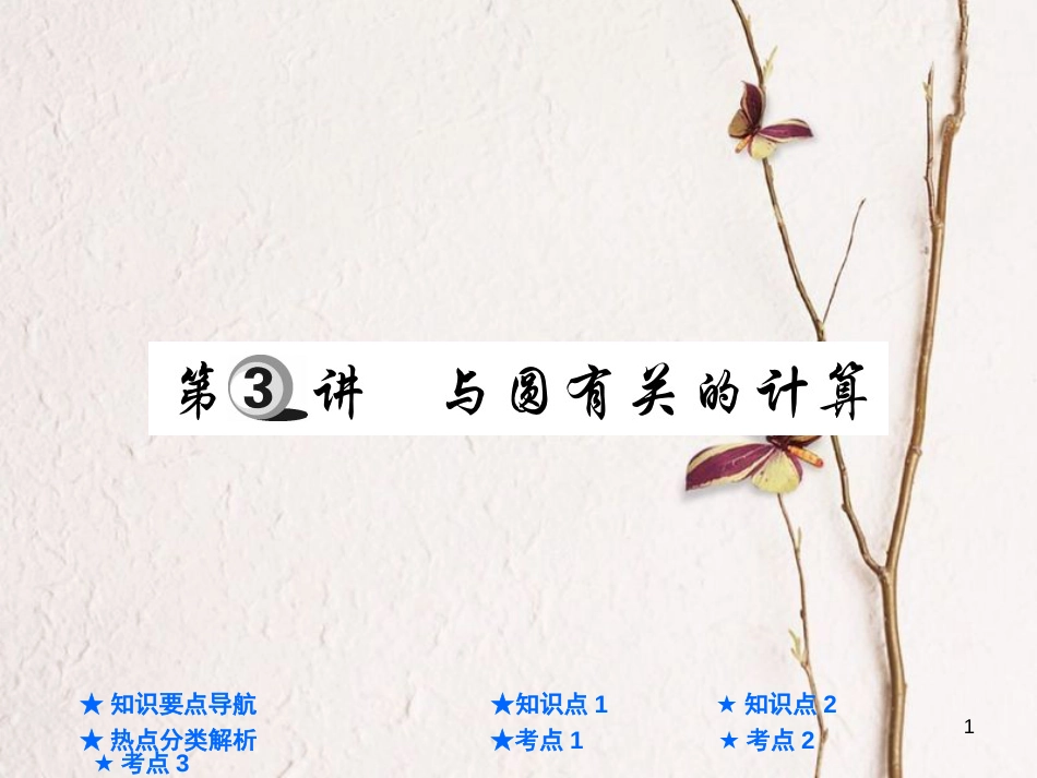 中考数学总复习 第一部分 基础知识复习 第6章 圆 第3讲 与圆有关的计算课件_第1页