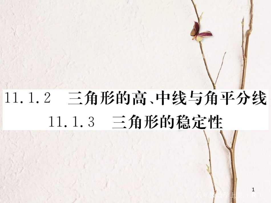 （贵州专用）八年级数学上册 11.1 与三角形有关的线段 11.1.2 三角形的高、中线与角平分线 11.1.3 三角形的稳定性课件 （新版）新人教版_第1页