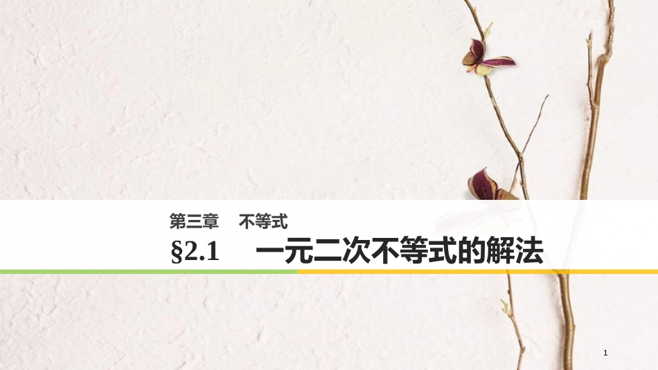 高中数学 第三章 不等式 2.1 一元二次不等式的解法课件 北师大版必修5_第1页