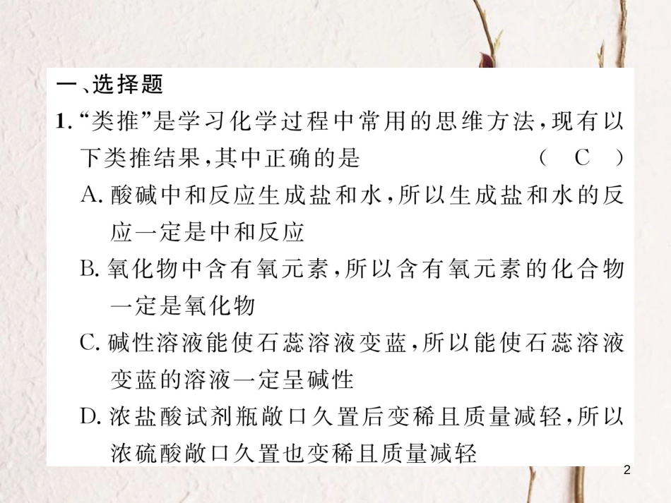 （贵阳专版）中考化学复习 专题4 化学思想方法的应用（精练）课件_第2页