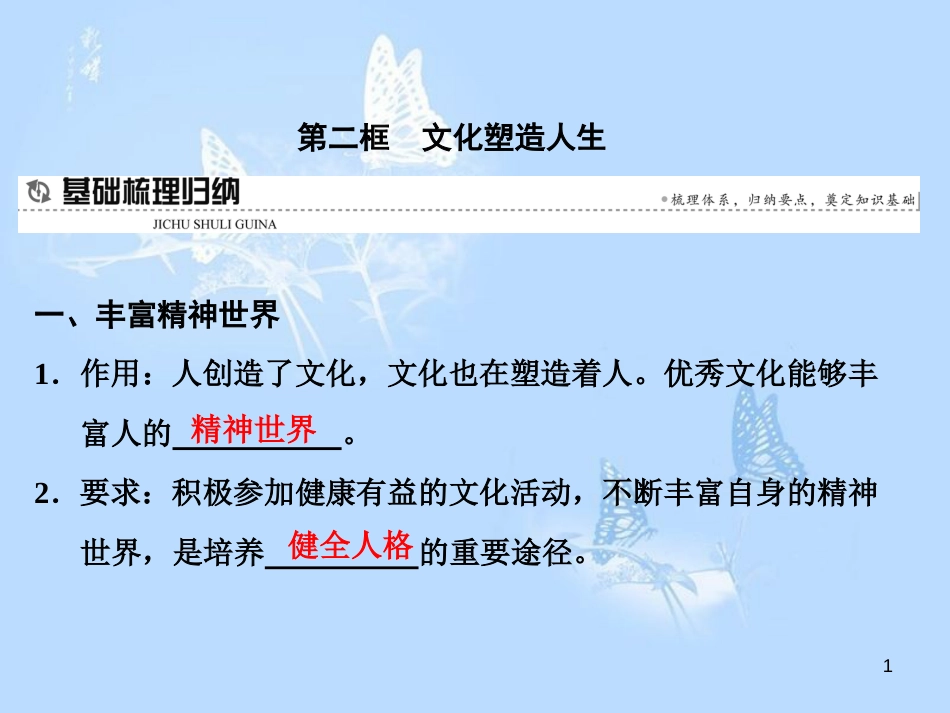 高中政治 第二课 文化对人的影响 第二框 文化塑造人生课件 新人教版必修3_第1页